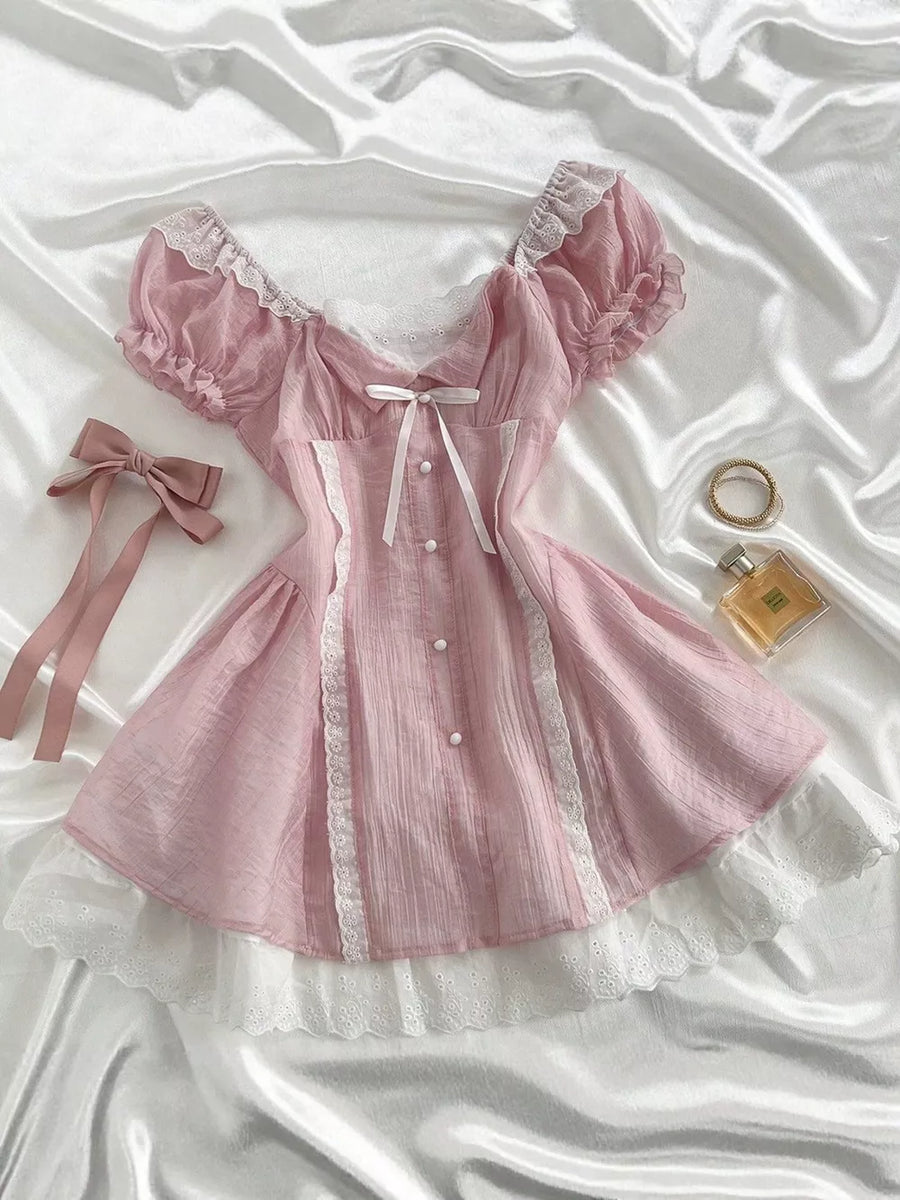 Lace Detail Cap Sleeve Mini Dress option 7