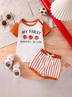 Blue Children's My First Baseball Season Bodysuit Set