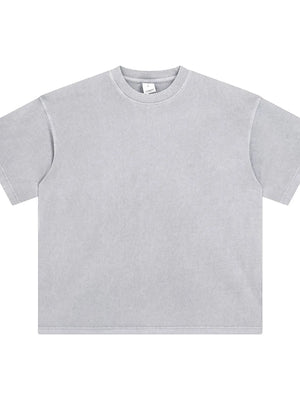 Oversized washed cotton crewneck t-shirt in Gray with a relaxed fit and crew neckline.