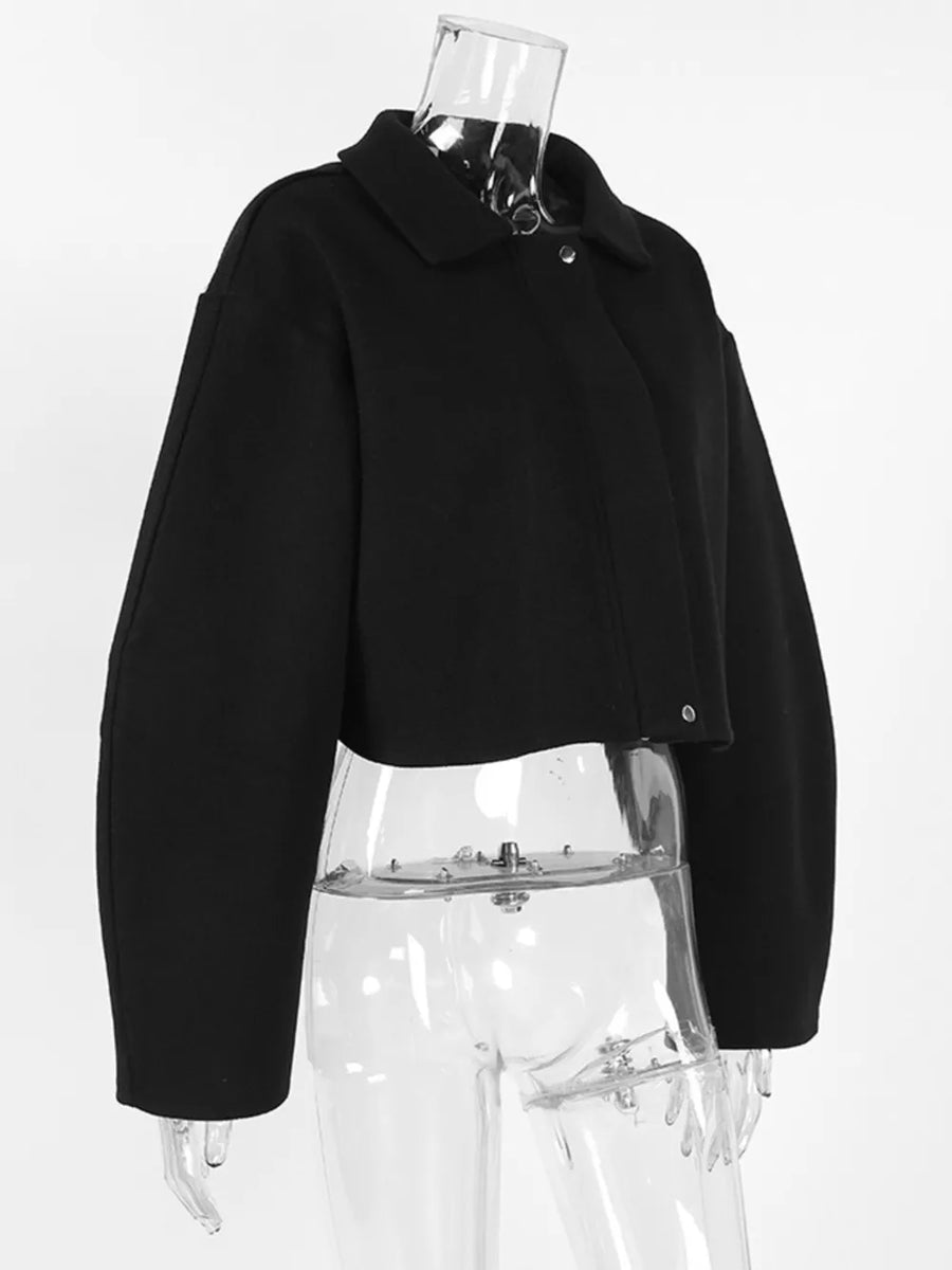 Black boxy jacket with collared