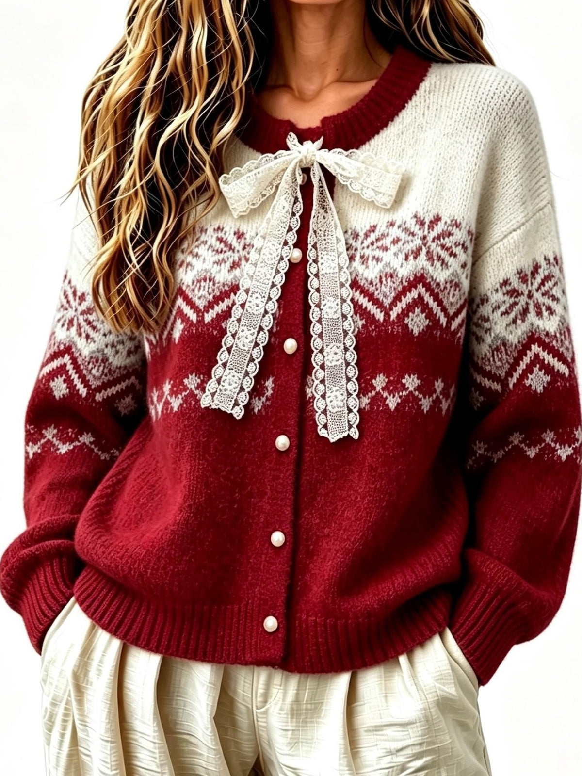 rust cardigan with buttoned and long sleeve