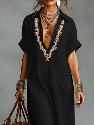Yellow Full Size Bohemian Embroidered Maxi Dress