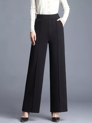 Blue wide-leg pants with full-length and side-zip