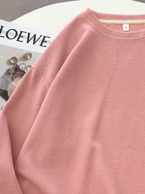 Crew Neck Long Sleeve Sweatshirt in Orange-red