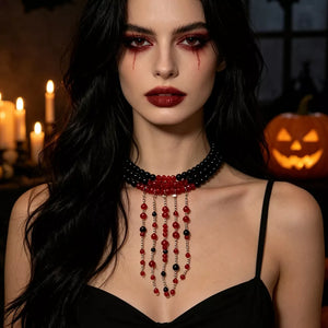 Burgundy layered necklace with none