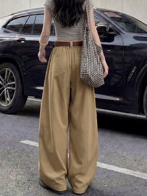 Polyester &amp cargo pants in Cement Gray-Tall Barrel Leg with wide-leg silhouette