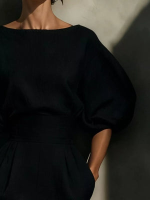 modern midi dress in Burgundy with round neck