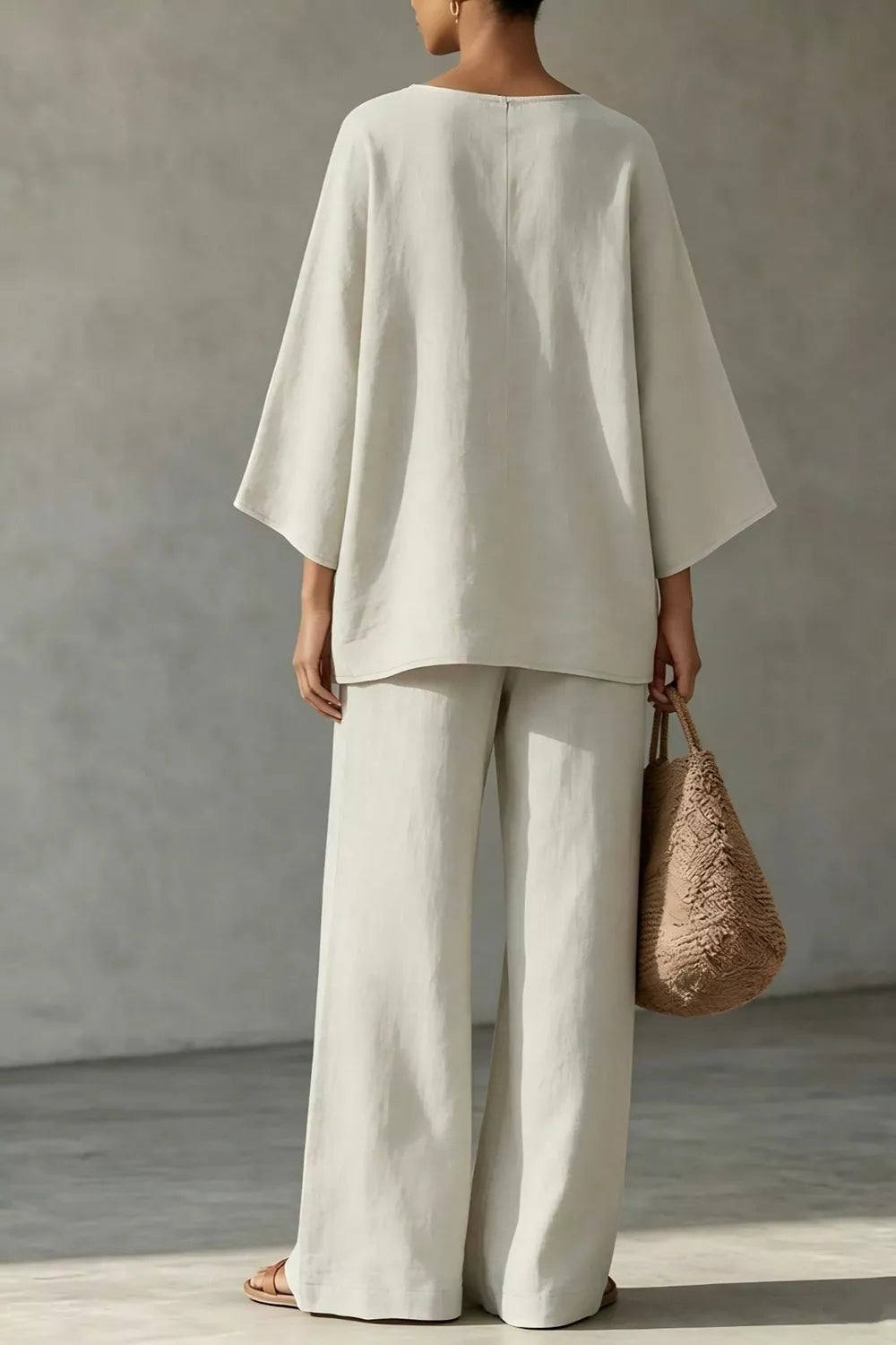 100% polyester Care instructions: Machine wash cold two-piece set in Beige with relaxed silhouette