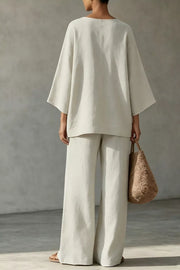 100% polyester Care instructions: Machine wash cold two-piece set in Beige with relaxed silhouette