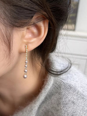 Synthetic Pearl,925 silver needle,Zircon Care instructions: Avoid wearing during earrings in light pinkish grey with drop