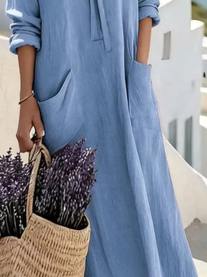 maxi dress in Sky Blue with pocketed and maxi