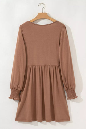 Dark Gray fit-and-flare mini dress with round neck