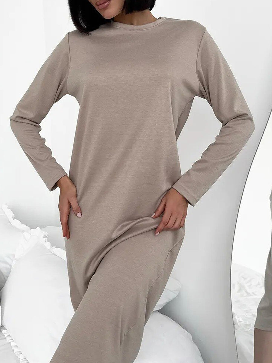 midi dress in Beige with stretch and midi