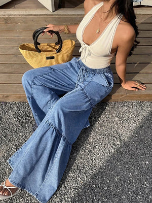 Wide Leg Tiered Jeans option 6