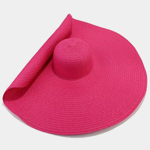 Oversized Wide Brim Straw Sun Hat in Orange with wide brim