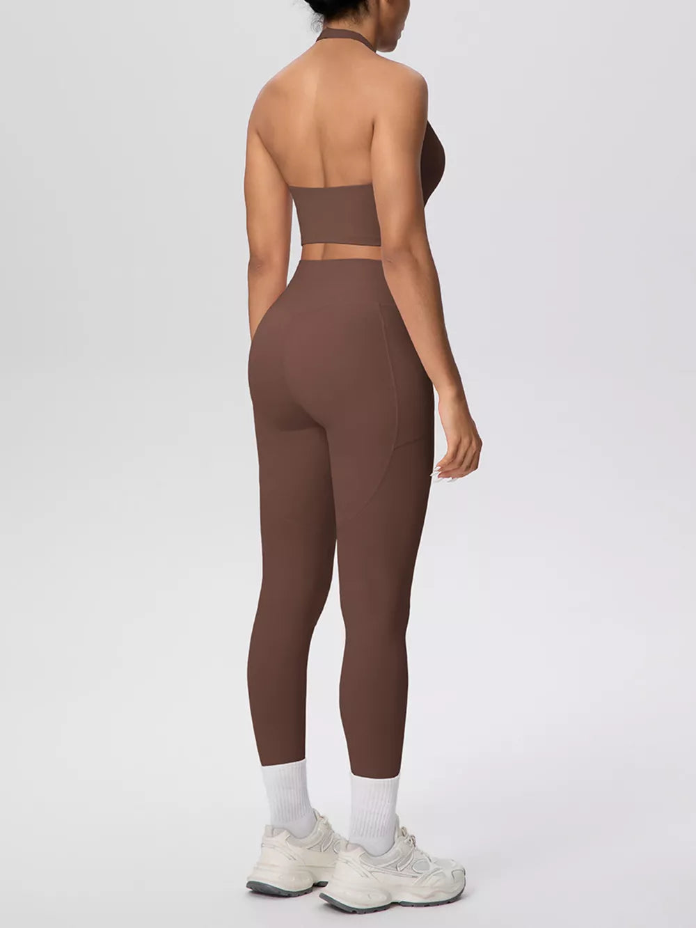 athleisure active set in Dusty Blue with halter