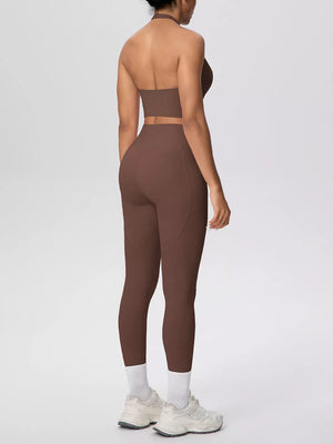 athleisure active set in Dusty Blue with halter