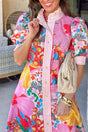Vibrant Floral Maxi Dress With Striped Detail preview