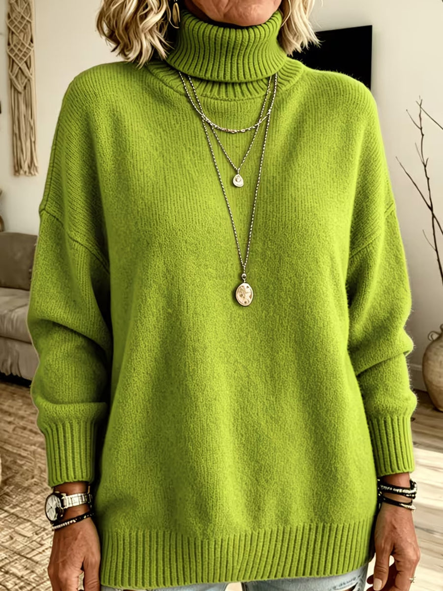Polyester Care instructions: Machine wash cold turtleneck sweater in Purple with oversized silhouette