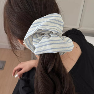 scrunchie featuring gingham, plaid, striped in Light Blue with polyester Imported Size &amp texture