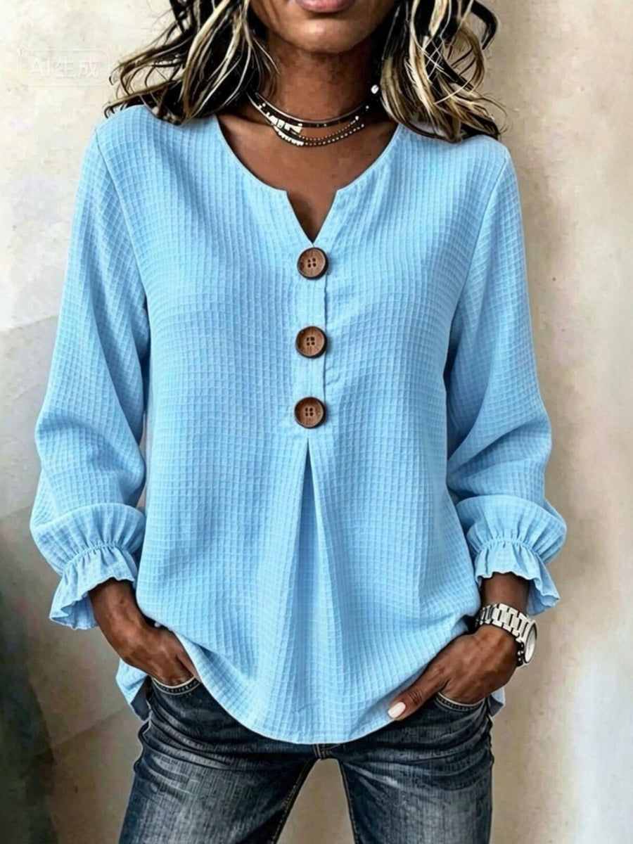 charcoal blouse with buttoned and long sleeve