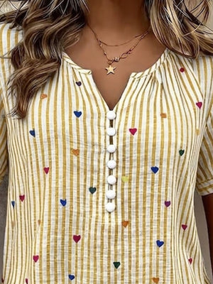 blouse featuring striped in light brown with 100% polyester Care instructions: Machine wash cold texture