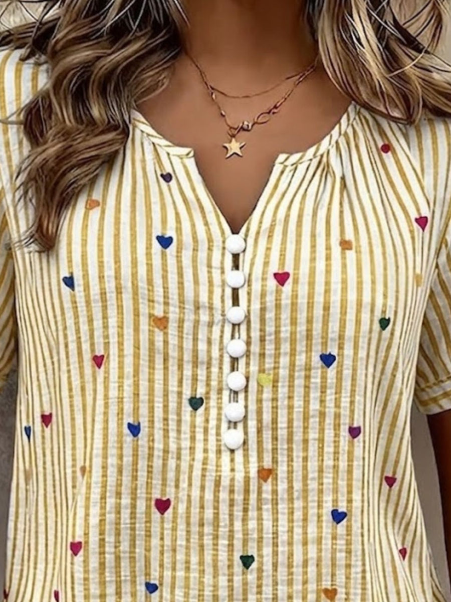 blouse featuring striped in light brown with 100% polyester Care instructions: Machine wash cold texture