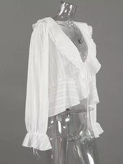 ivory relaxed blouse with v-neck