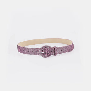 Glitter micro-studded belt in Moonlit Mauve with a silver buckle.