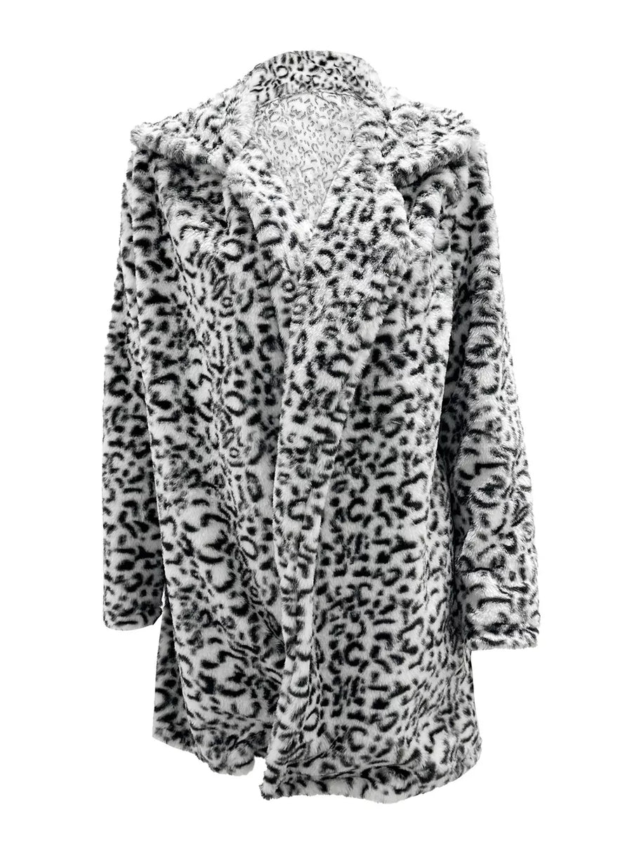 faux fur coat featuring leopard in dark brown with 100% polyester Care instructions: Machine wash cold texture