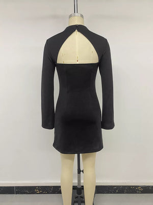 black with mini dress with slit
