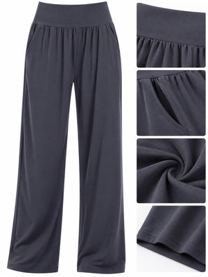 wide-leg pants in Light Gray with pocketed and full-length