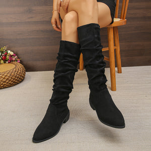 Point Toe Slouchy Boots in Brown with point toe