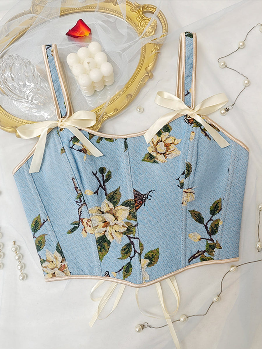 crop top in cream with bow and cropped