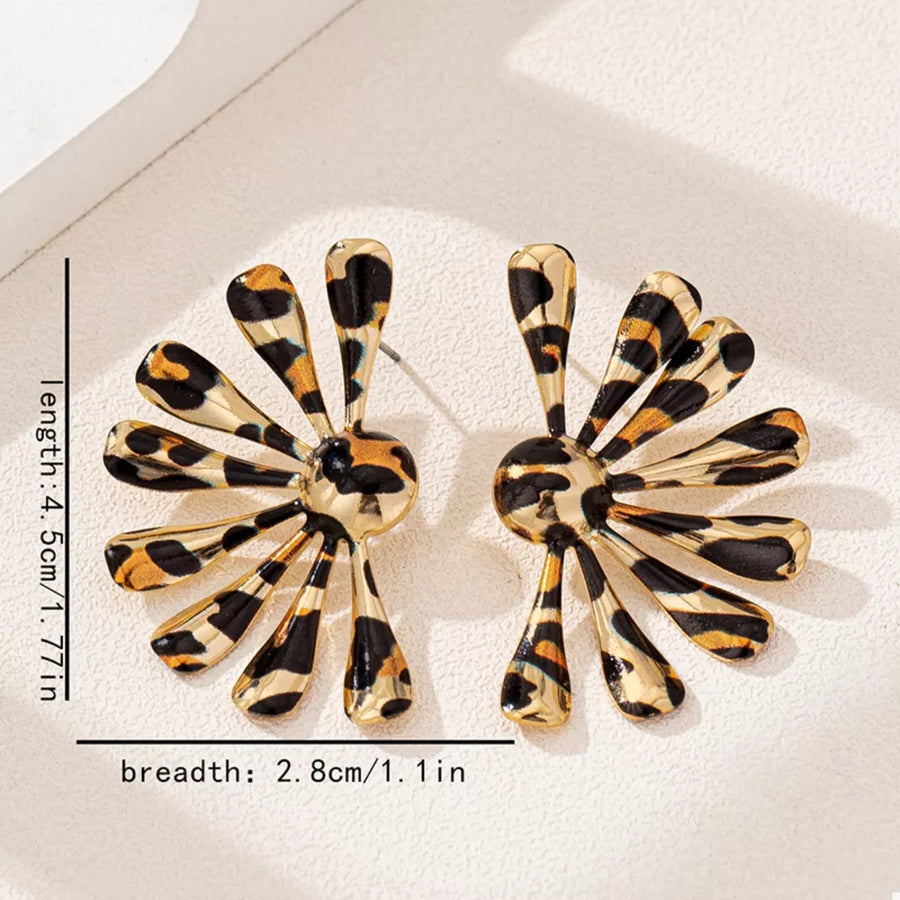 earrings in black with leopard-print and gold-plated