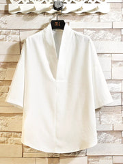 modern kimono shirt in Grey with mandarin collar