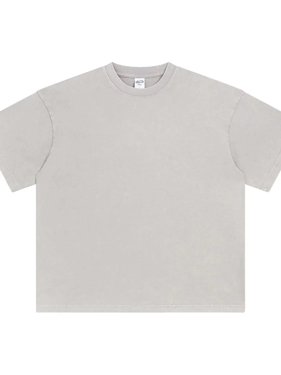 Oversized gray acid wash t-shirt with crew neck and short sleeves
