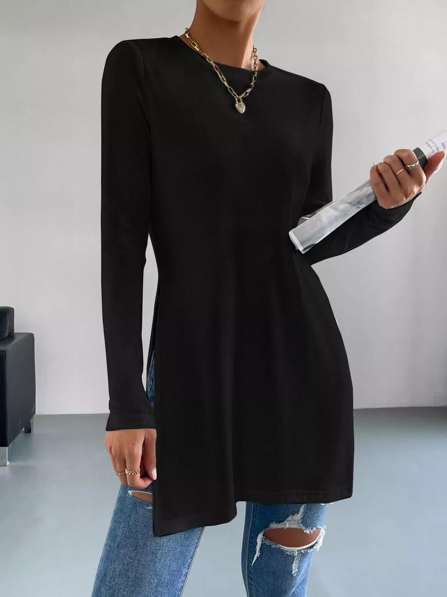 Long Sleeve Side Slit T-shirt option 8