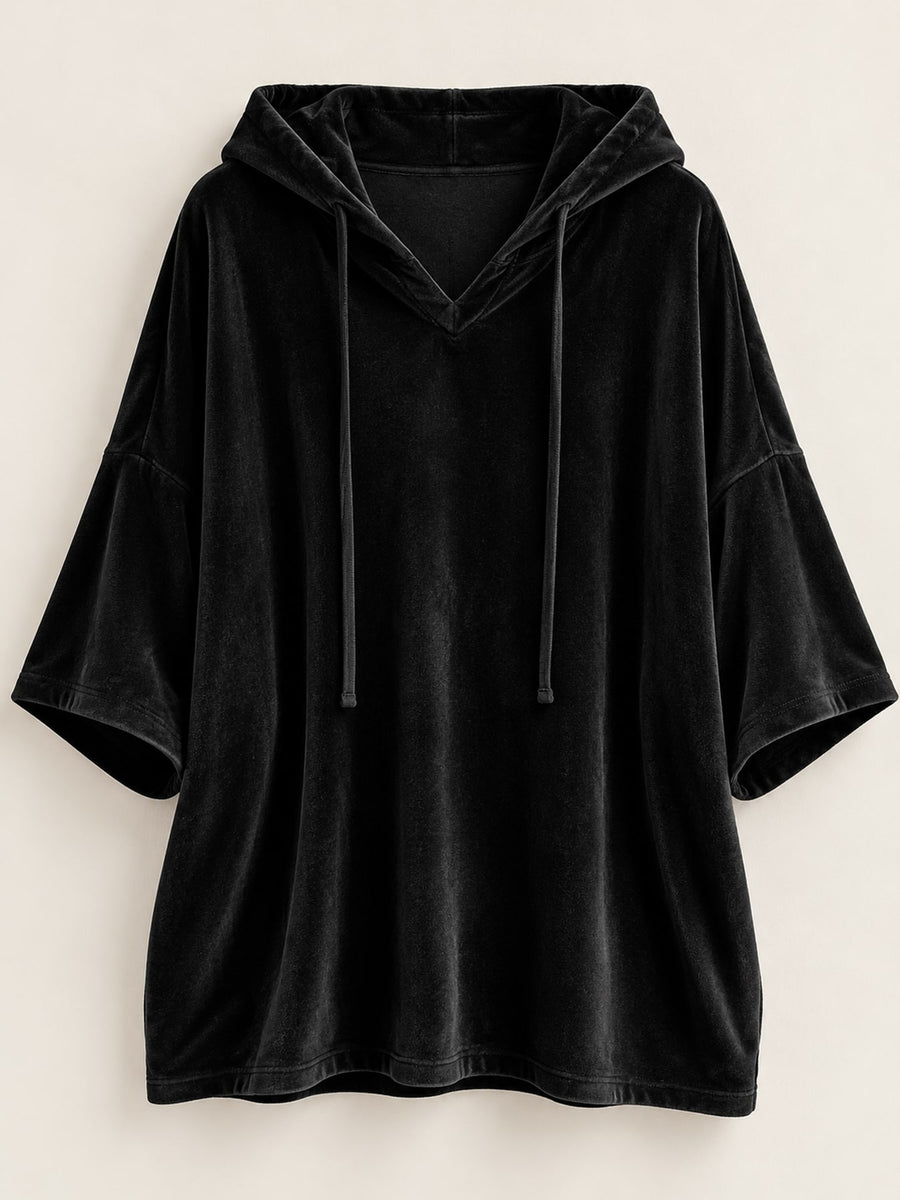 Pink pullover hoodie with hip-length and pullover
