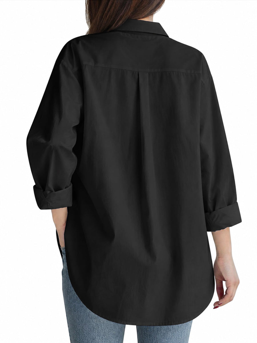 white oversized button-down shirt with collared