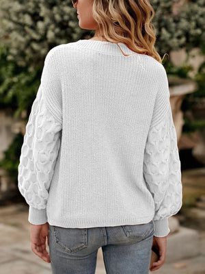 pullover sweater in Khaki with textured and ribbed knit
