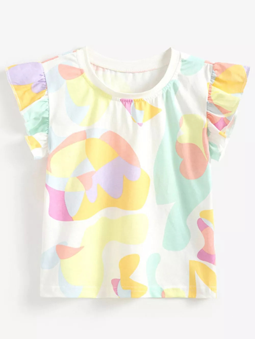 Children's Abstract Print Ruffle Sleeve T-shirt in this colorway