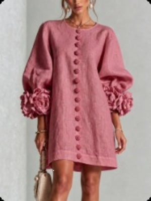 桃色 mini dress with mini and button-front