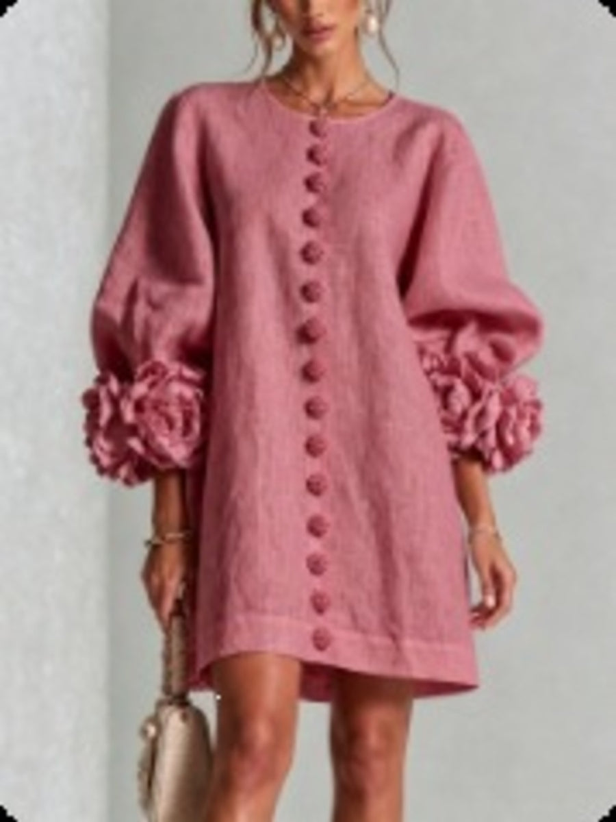 桃色 mini dress with mini and button-front