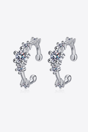 Silver ear cuffs with clear cubic zirconia stones in a celestial cluster design