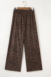Leopard Print Elastic High Waist Corduroy Pants option 7