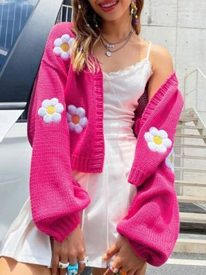 Gum Leaf relaxed cardigan with open-front