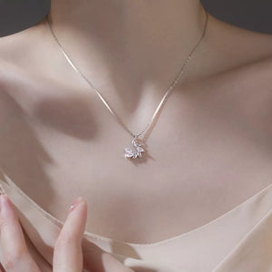 necklace featuring leaf in Silver with 925 sterling silver,Zircon Care instructions: Avoid wearing during exercise, as