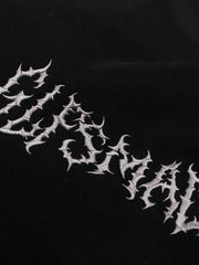 Black athletic t-shirt with embroidered graphic detail