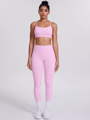 Light Gray fitted sports bra with scoop neck